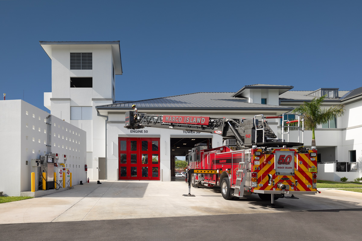 Architectural and interior design views of the Fire and Rescue Station 50 - Marco Island, Fl.